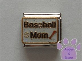 Baseball Mom Italian Charm with baseball and bat