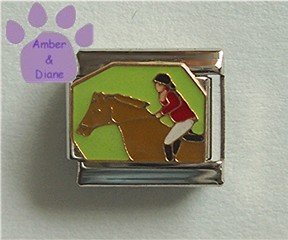 Equestrian and Horse Italian Charm Brown Horse and Rider