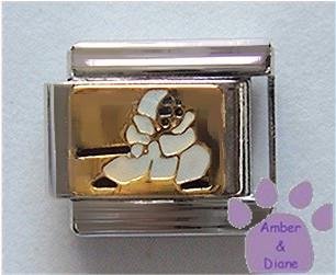 Fencer Italian Charm on Goldtone Background