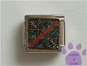 Game of Tic Tac Toe Italian Charm on black glitter background