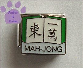 MAH-JONG Italian Charm with Chinese Characters on Book