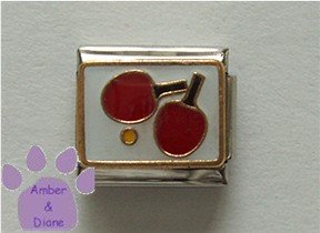 Ping Pong Italian Charm on white Table Tennis Paddles and Ball