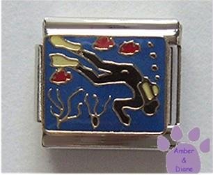 Scuba Diver Italian Charm Deep Sea Diving in the Ocean