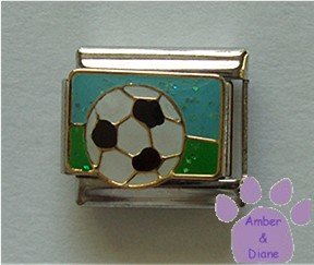 Soccer Ball Italian Charm on a glitter sky and field background