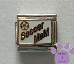 Soccer MoM Italian Charm on white with Soccer Ball
