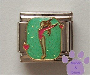 Gymnast Italian Charm for Gymnastics or Acrobatics, with hearts