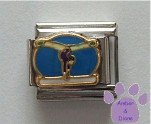 Gymnast on Balance Beam Italian Charm doing handstand