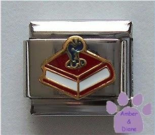 Book with Bookworm Italian Charm for Librarian or Teacher
