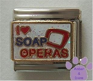I love (heart) SOAP OPERAS Italian Charm on glitter