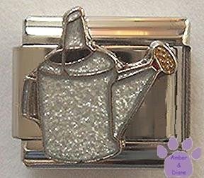 Metallic-look Glitter Watering Can Italian Charm for Gardener