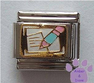 Paper and Pencil Italian Charm for Writer, Teacher or Editor