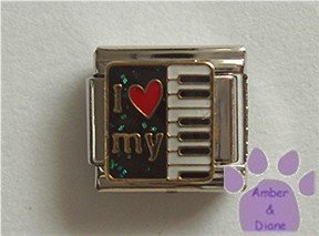 I love my Keyboard Italian Charm red heart and piano keys