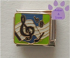 Music Italian Charm with treble clef, music staff and music note