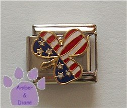 American Flag Clover or Shamrock Italian Charm US red white blue