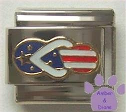 American Flip Flop Italian Charm in enamel - US flag