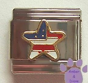 American US Star Flag Italian Charm