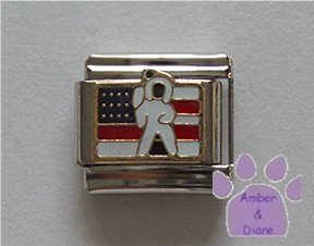 Astronaut Italian Charm on American Flag