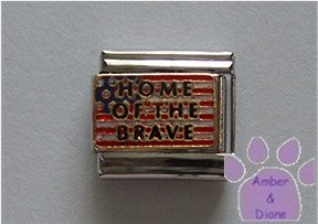HOME OF THE BRAVE Italian Charm on American Flag