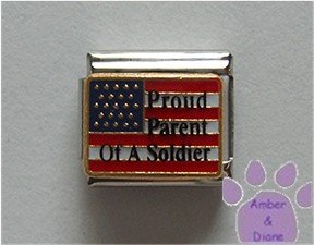 Proud Parent Of A Soldier Italian Charm on American Flag