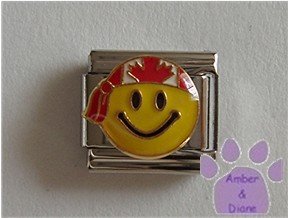 Canadian Smiley Face Italian Charm wearing a flag bandanna