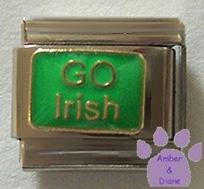 GO Irish Italian Charm on Shamrock Green background