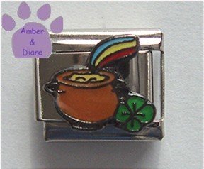 Pot of Gold at the End of the Rainbow Italian Charm Shamrock