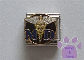 MD Italian Charm with a detailed Caduceus