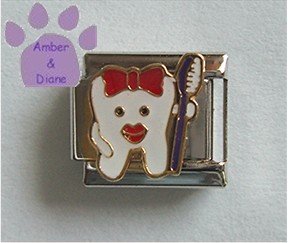 Molar Tooth & Toothbrush Italian Charm Dentist *Dental Assistant
