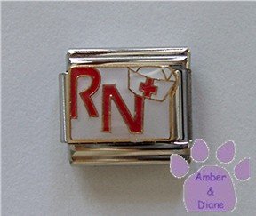 RN in Red with a White Nurse Cap Italian Charm on white