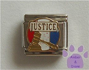 American JUSTICE Italian Charm gavel on red white and blue