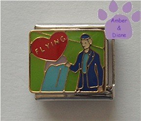 Love (heart) FLYING Flight Attendant Italian Charm Stewardess