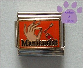 Manicurist Italian Charm Hand with Nail Polish on orange