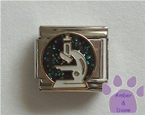 Microscope Italian Charm on black glitter