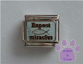 Expect Miracles Italian Charm on pale blue glitter enamel