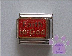 Faith in God Italian Charm on red glitter enamel