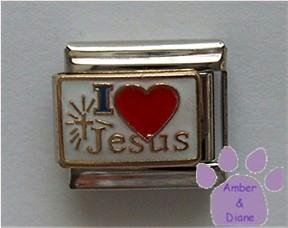 I (red heart) Jesus Italian Charm with Shining Cross