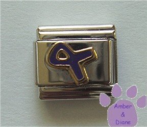Purple Ribbon Italian Charm Fighting Domestic Violence Awareness
