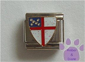 White Glitter Crest Italian Charm red cross Coat of Arms