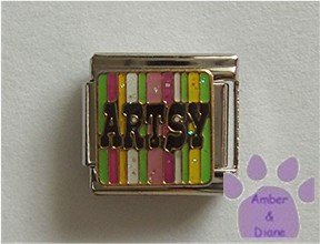 ARTSY Italian Charm on a striped glitter background