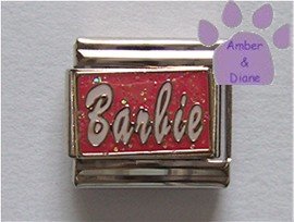 Barbie Italian Charm on pink glitter enamel background