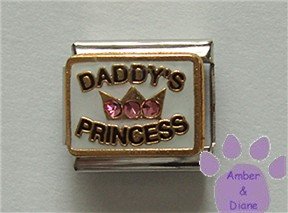 DADDY'S PRINCESS Italian Charm with pink crystals in a crown