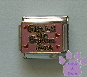 GIRLS are Heaven Sent Italian Charm with little red hearts