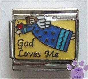 God Loves Me Angel Italian Charm