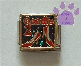 Goodie 2 Shoes Italian Charm with Shoes on green glitter