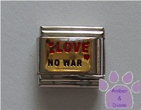 LOVE NO WAR Italian Charm with red hearts