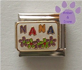 NANA Italian Charm on white enamel with colorful flowers