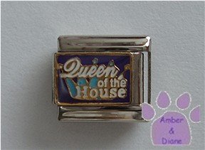 Queen of the House Italian Charm on a blue crown