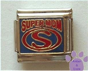 SUPERMOM Italian Charm with Super Hero Symbol