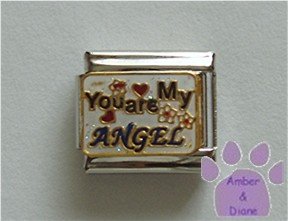 You are My ANGEL Italian Charm with hearts and flowers