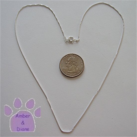Sterling Silver Box Chain 18 inches long 1mm diameter Italy